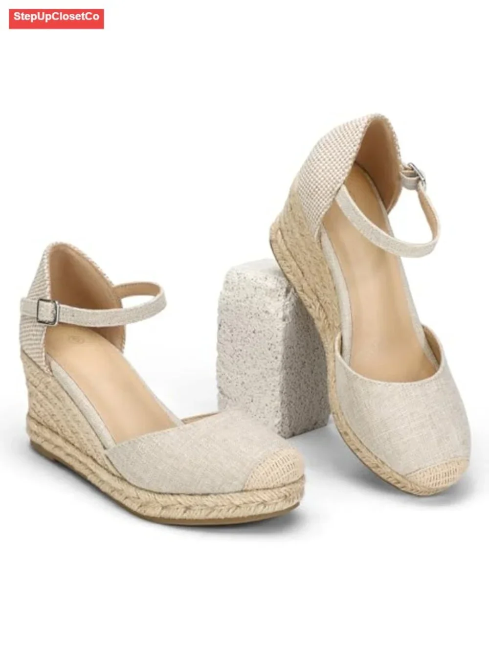 Women's Platform Espadrille Wedge Sandals Closed Toe Buckle Ankle Strap Summer